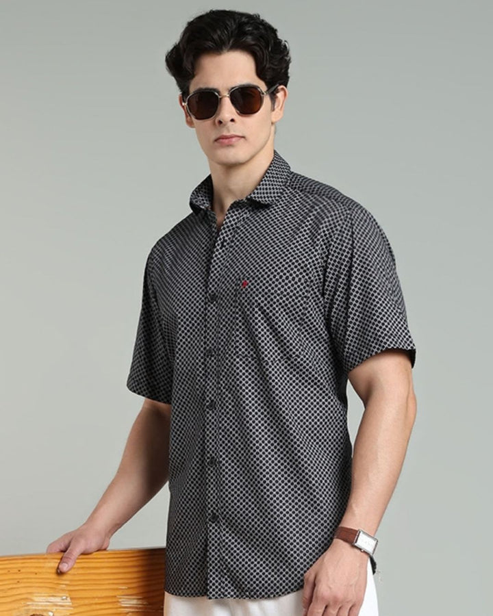 Black Round Print -Half-Stain Proof