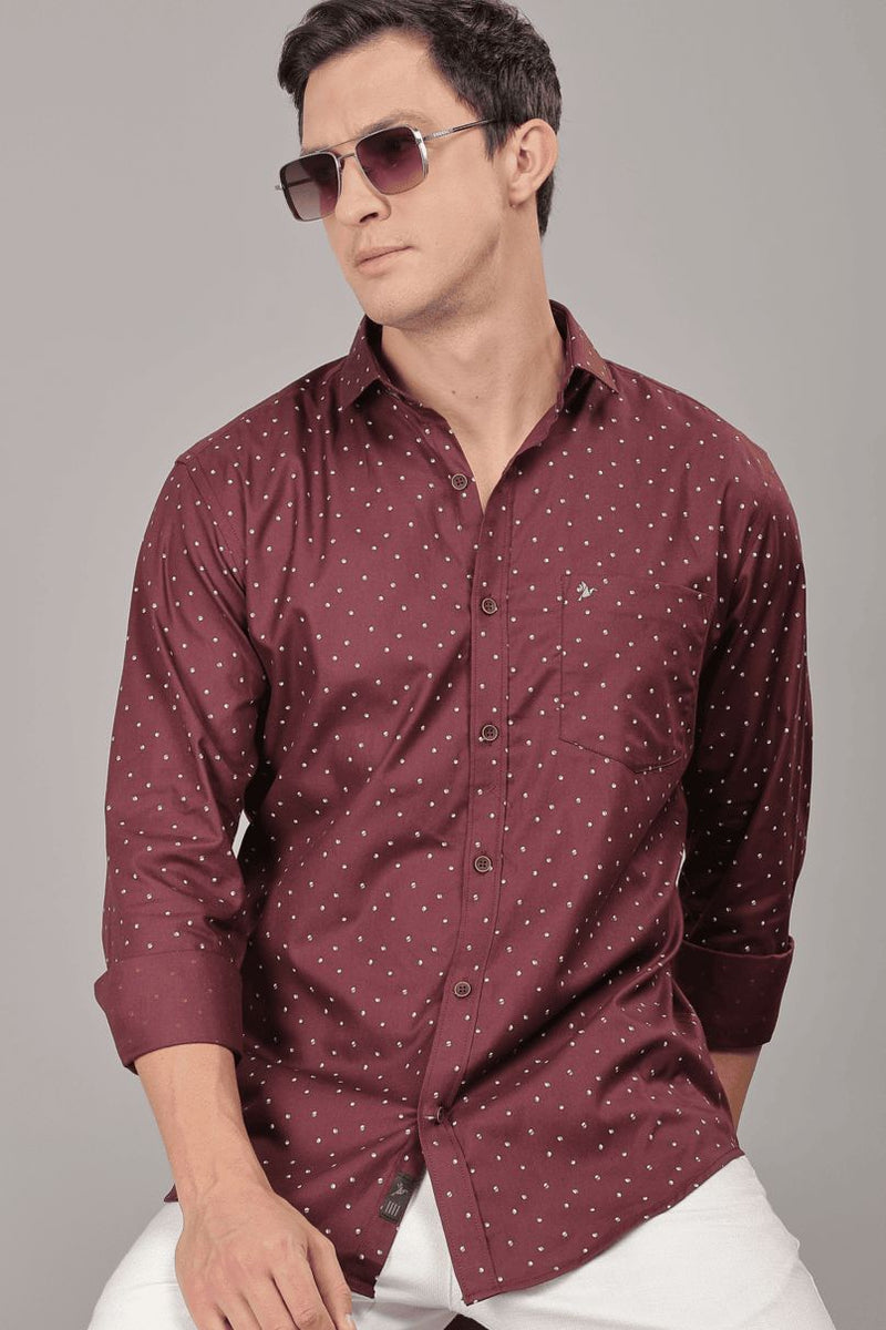 Maroon Polka Print -Full-Stain Proof