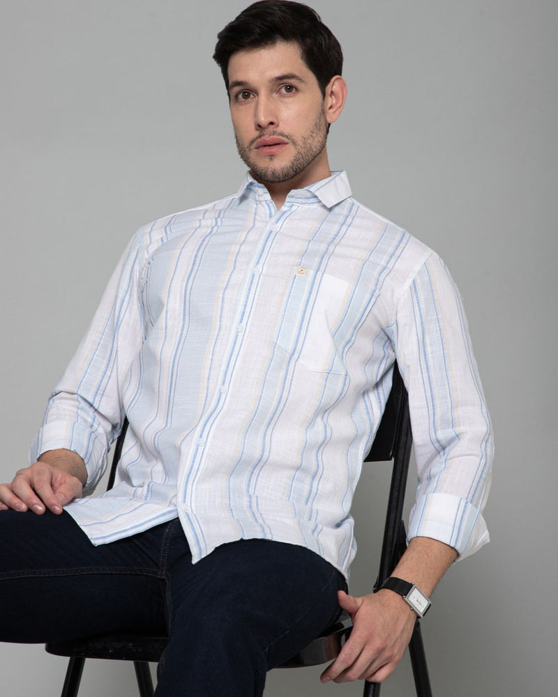Ice Blue Multi Stripes - Full-Stain Proof