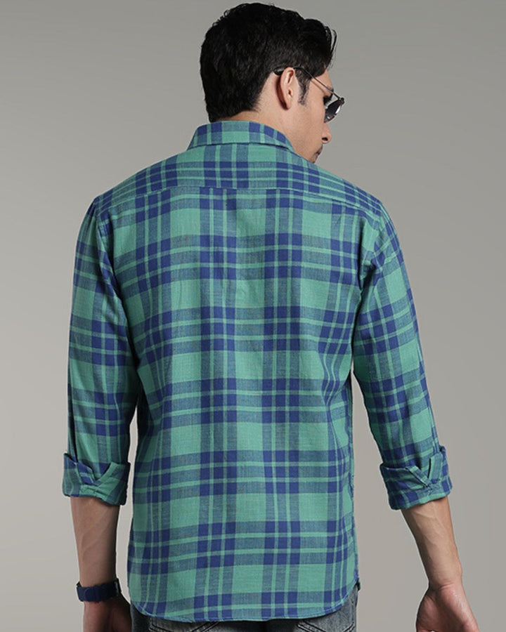 Teal Green & Navy Checks -Full-Stain Proof