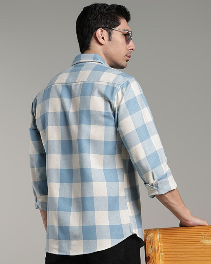 Mild Cream & Blue Box Checks -Full-Stain Proof