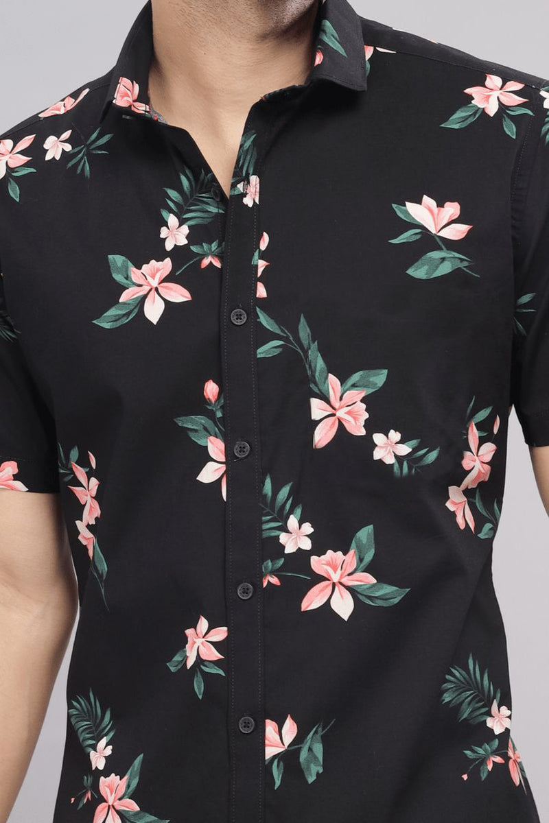 Black Orchid Print - Half Sleeve - Stain Proof