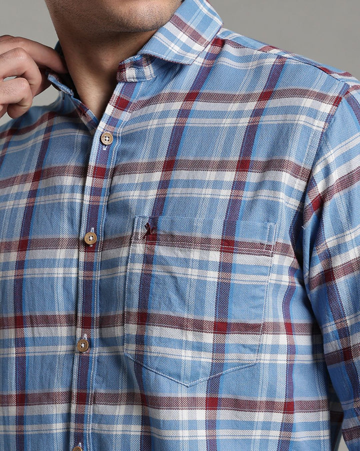 Sky Blue & Red Line Checks - Full-Stain Proof
