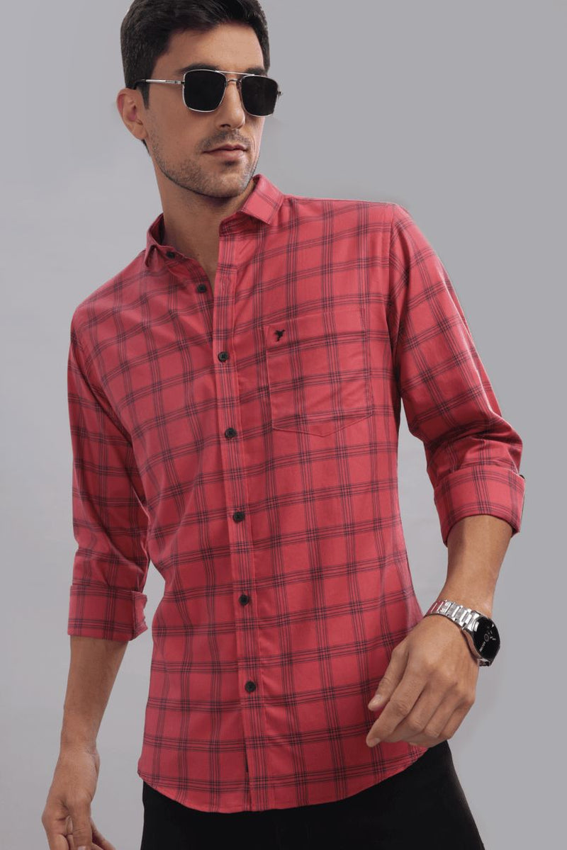 Dark Pink & Navy Checks - Full-Stain Proof