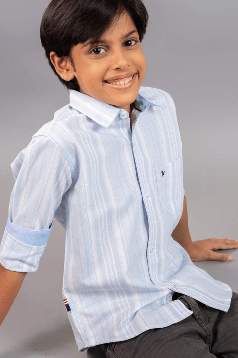 KIDS - Blue Vertical Stripes-Stain Proof Shirt