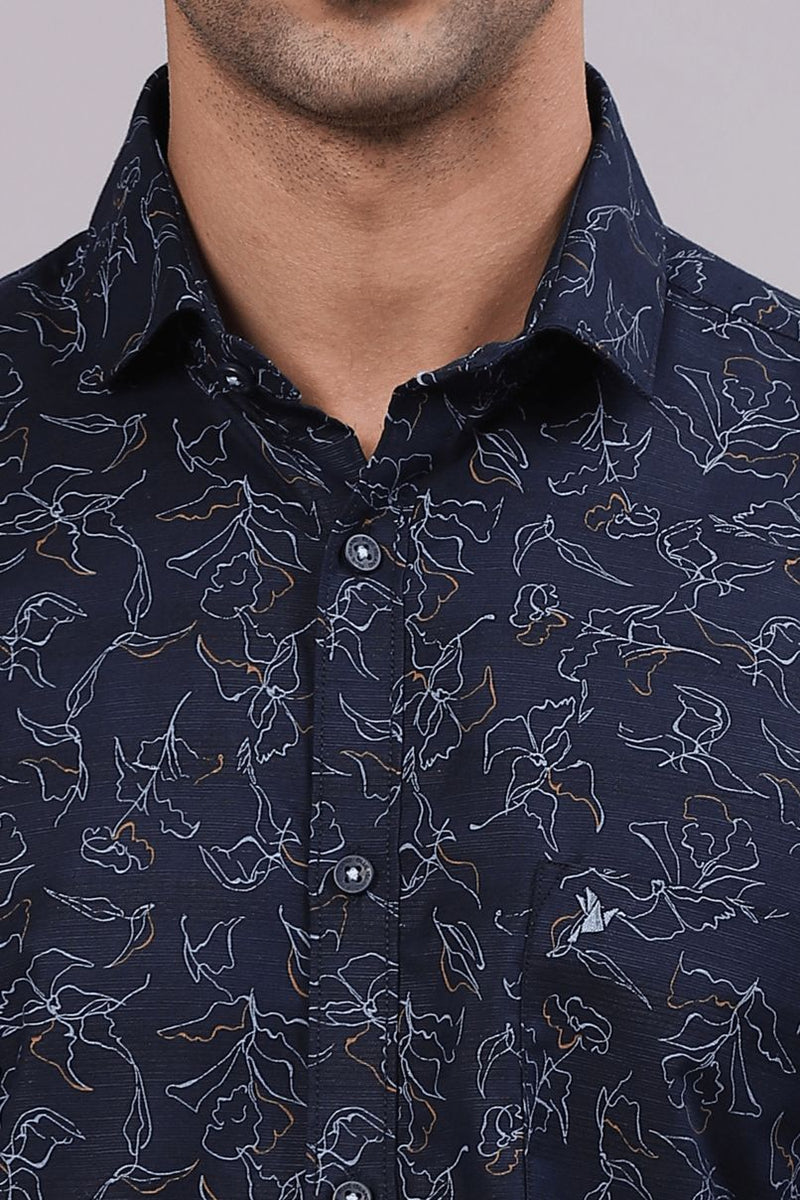 FATHER & SON - Navy Leafy Print