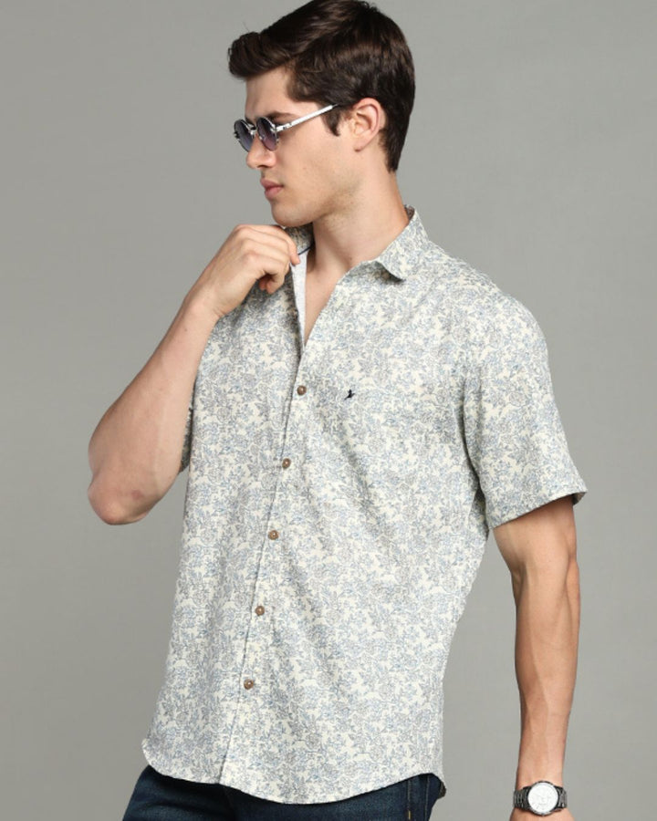 Beige Floral Print -Half-Stain Proof