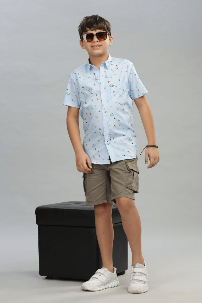 KIDS - Blue Sailor Print - Half-Stain Proof Shirt