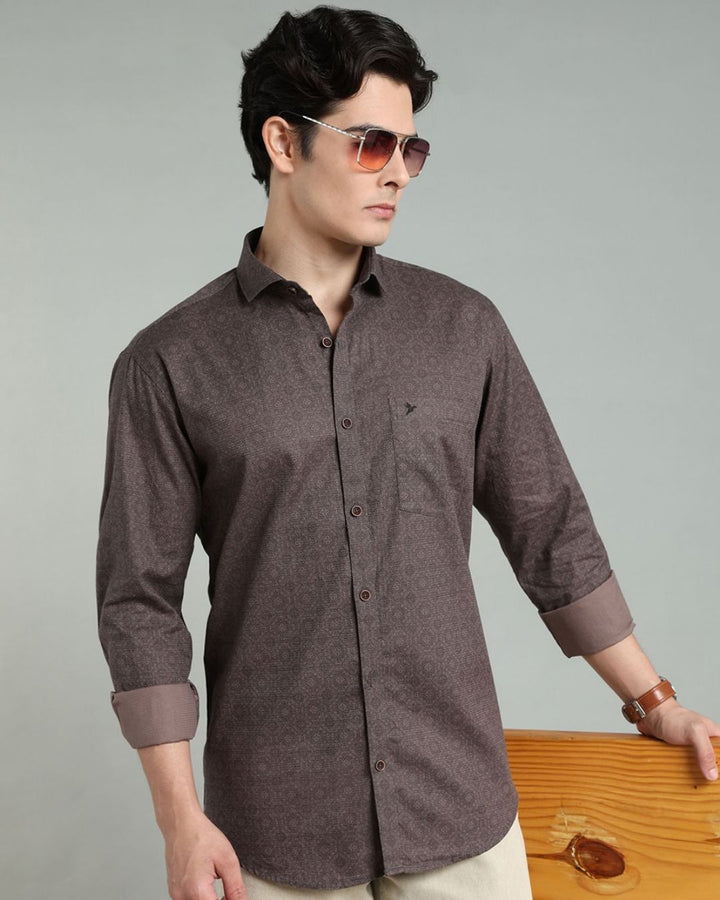 Taupe Brown Floral Print -Full-Stain Proof