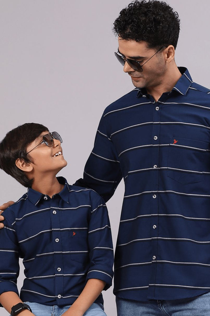 FATHER & SON - Royal Blue Horizontal Stripes