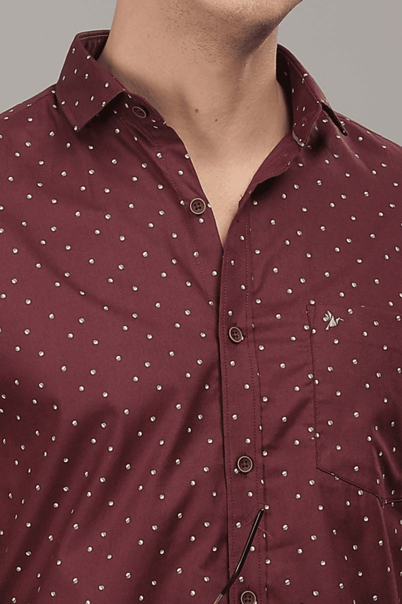 Maroon Polka Print -Full-Stain Proof