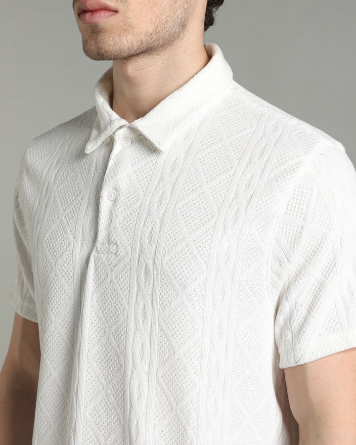 White Infinity Textured - Polo Tshirt