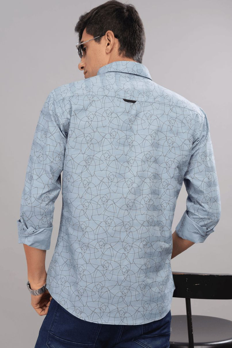 Bluish Grey Twisty Print -Full-Stain Proof