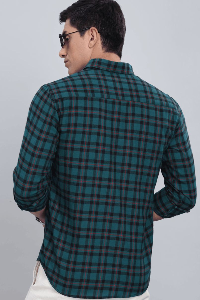 Teal Green & Black Checks - Full-Stain Proof