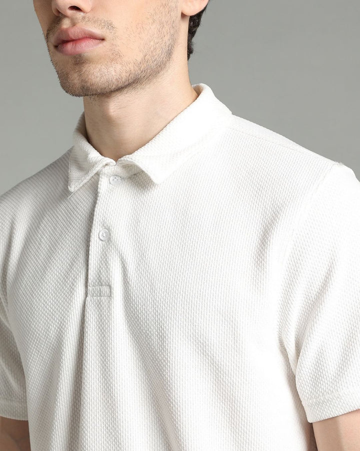 White Pop Textured - Polo Tshirt