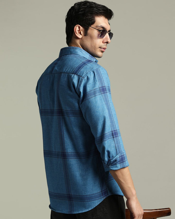 Denim Blue Large Checks -Full-Stain Proof
