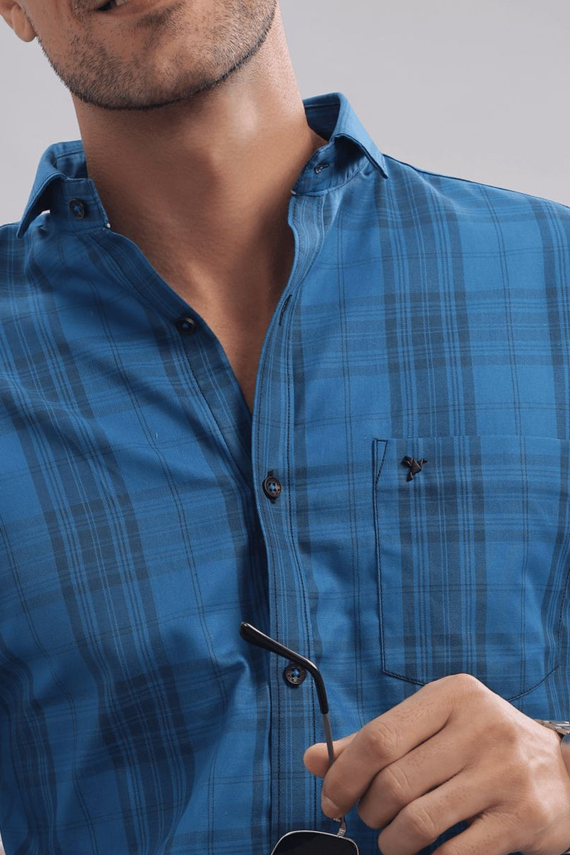 Cobalt Blue Checks - Full-Stain Proof