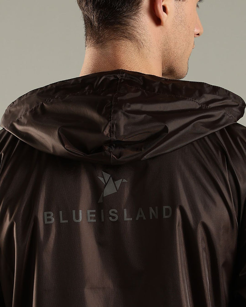 Teak Brown - Rain Jacket with Mobile Pouch