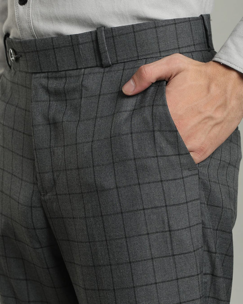 Slate Grey Box Checks - Wrinkle free Formal Pant