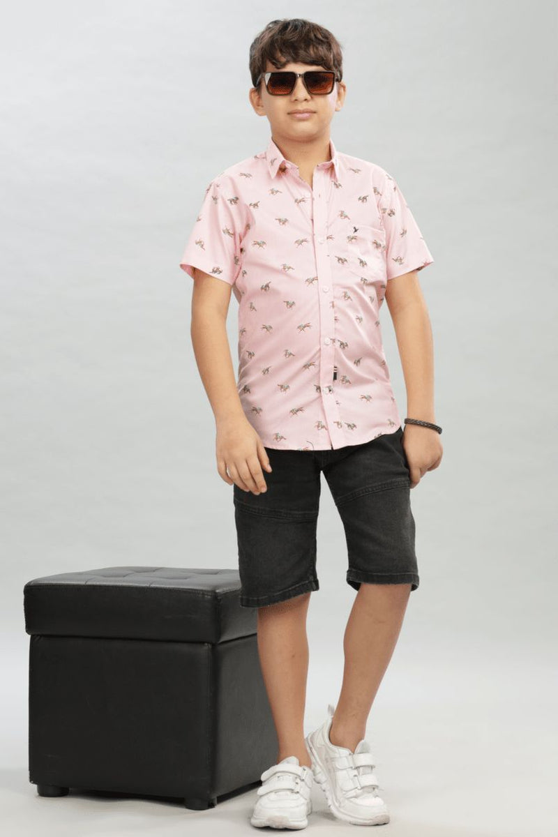 KIDS - Pink Jockey Print - Half-Stain Proof Shirt