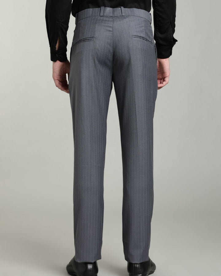 Dark Ash Grey Mini Stripes - Wrinkle free Formal Pant
