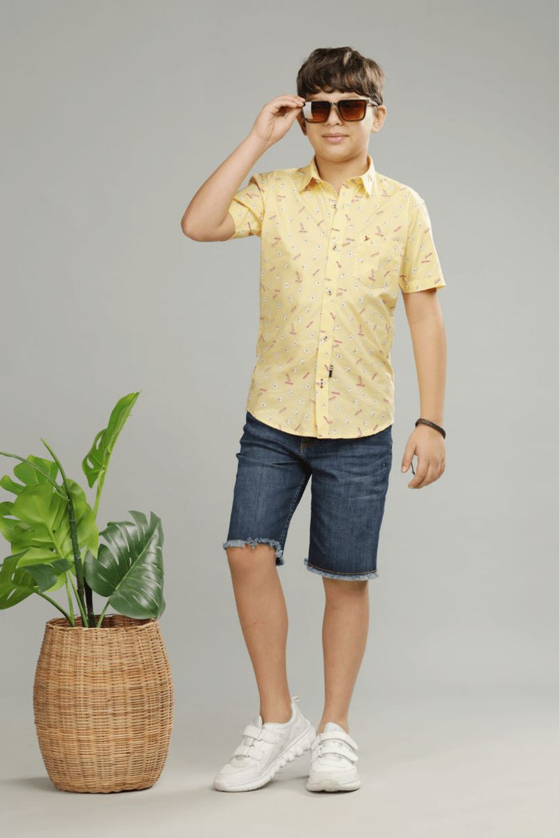 KIDS - Yellow Yolk Print - Half-Stain Proof Shirt