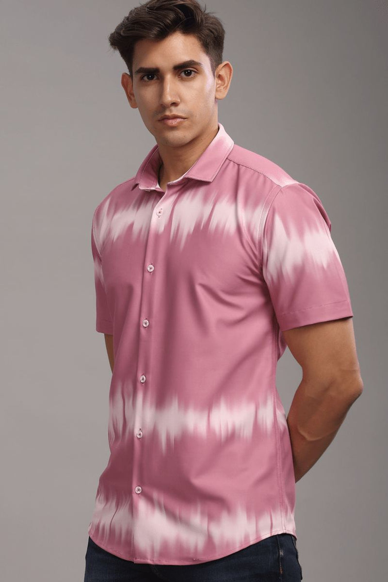 Pink Echo Printed Shirt - Half - Wrinkle Free