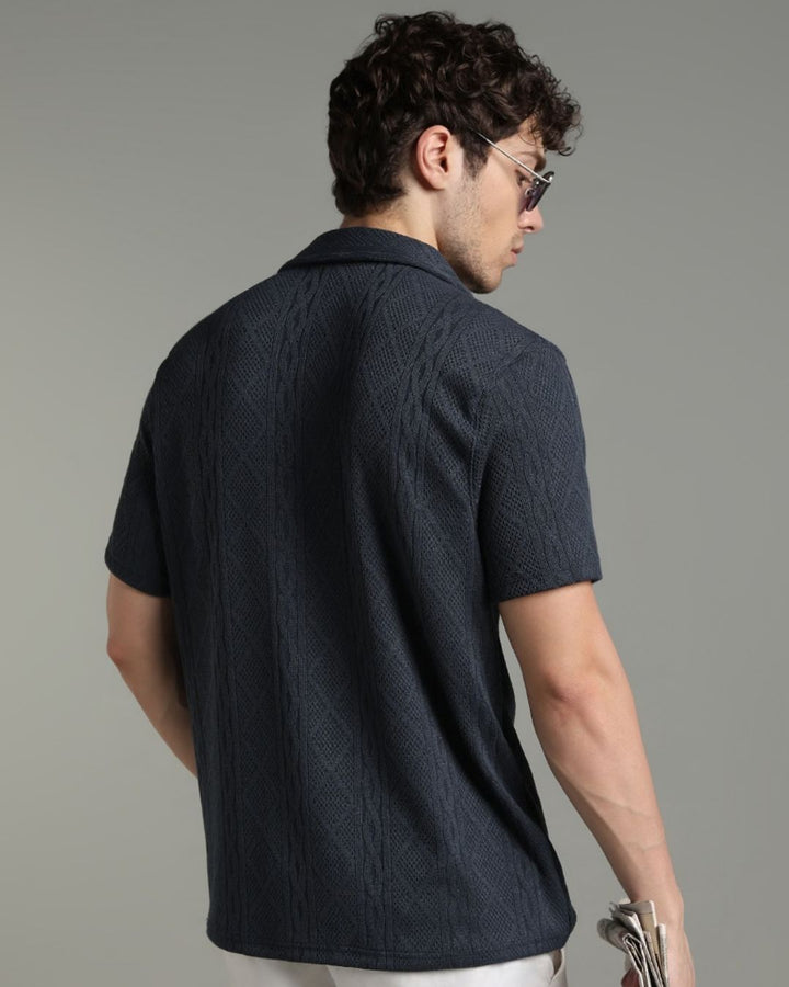 Navy Infinity Textured - Polo Tshirt