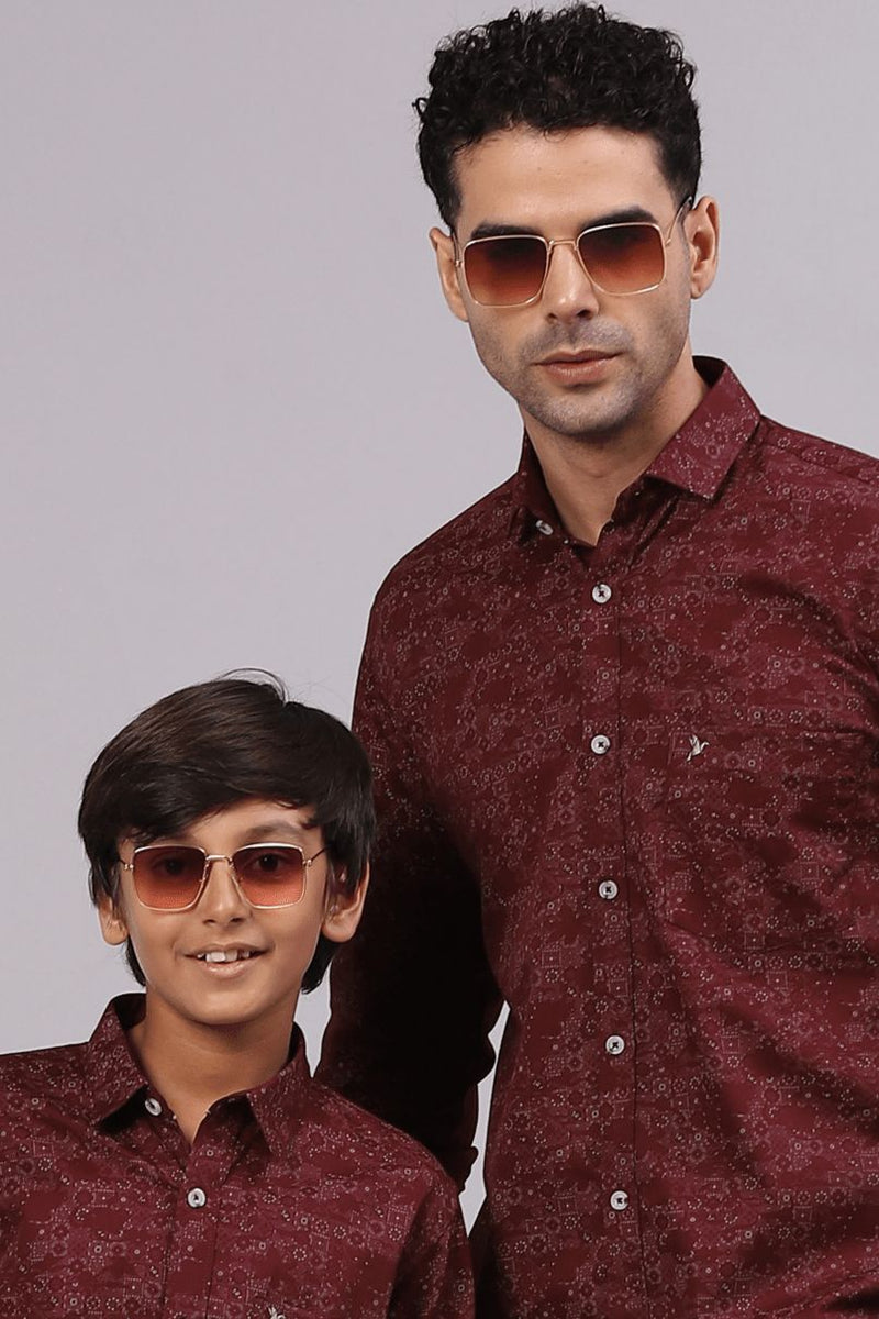 FATHER & SON - Maroon Artistic Print