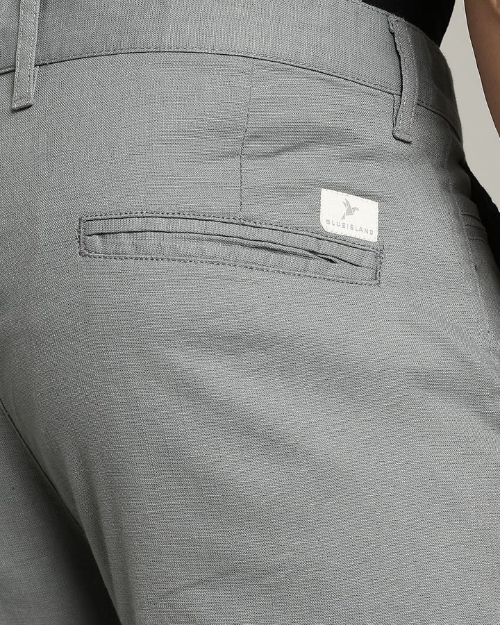 Greenish Grey - 2 way stretch - COTTON LINEN PANT