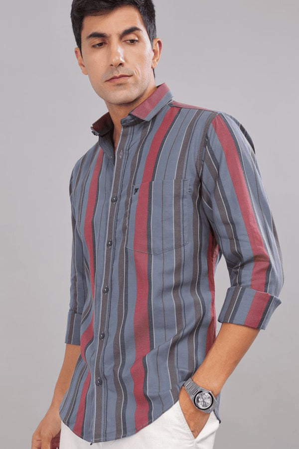 Bluish Grey & Red Stripes - Full-Stain Proof