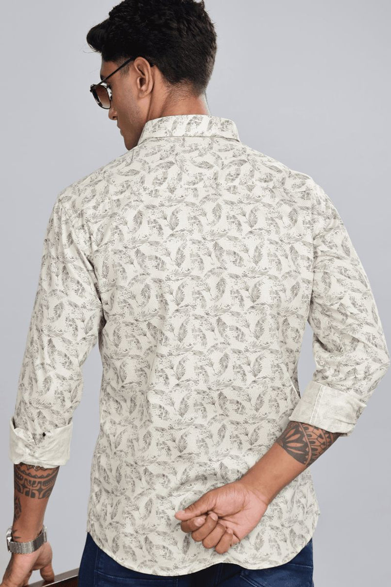 Stylish Beige Feather Print -Full-Stain Proof