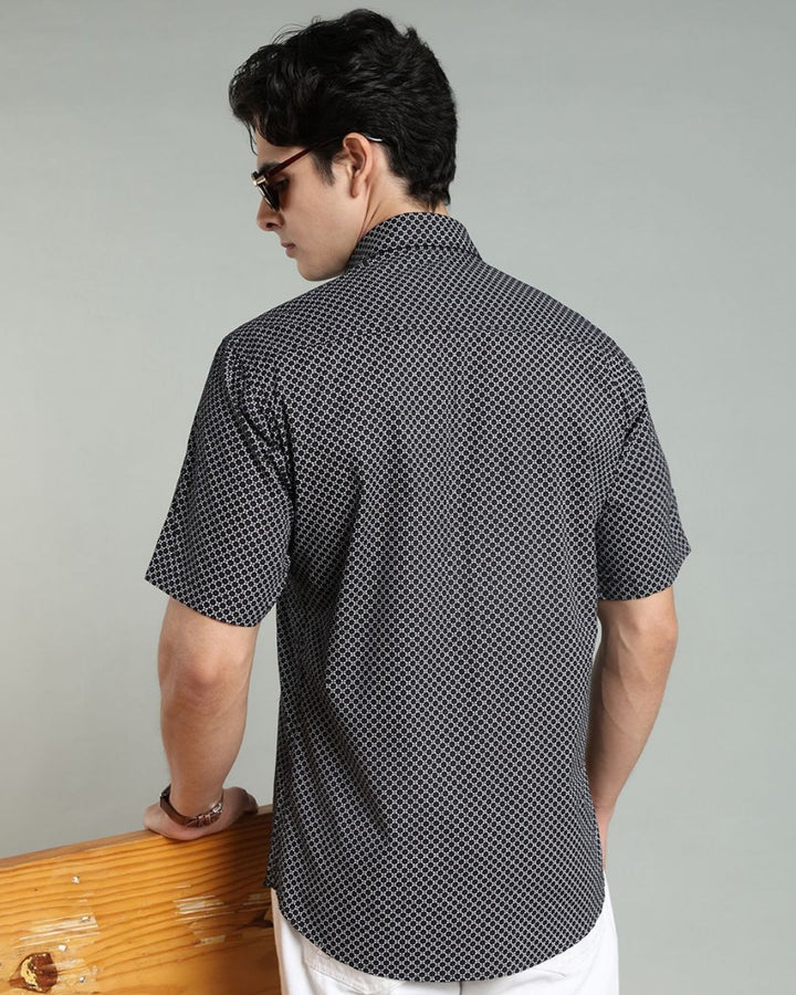 Black Round Print -Half-Stain Proof