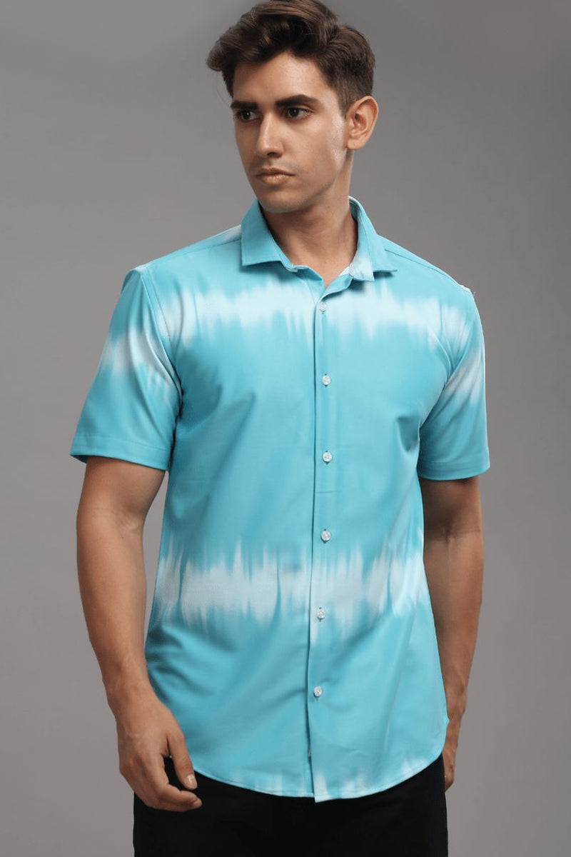 Blue Echo Printed Shirt - Half - Wrinkle Free