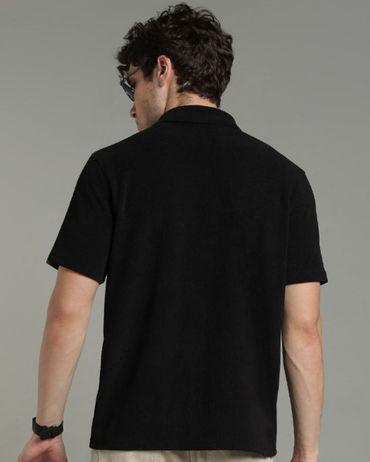 Black Pop Textured - Polo Tshirt