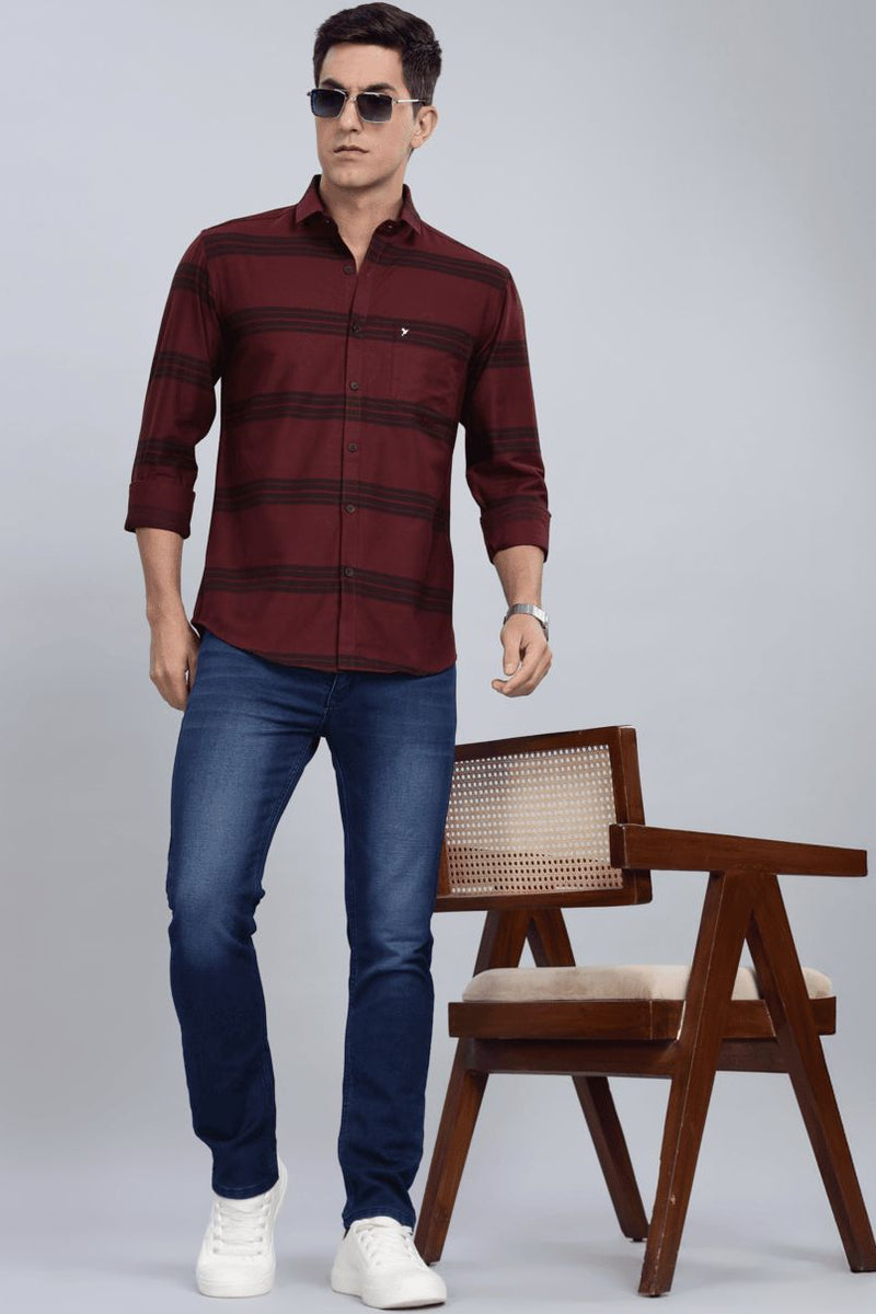 Maroon Navy Horizontal Stripes - Full-Stain Proof