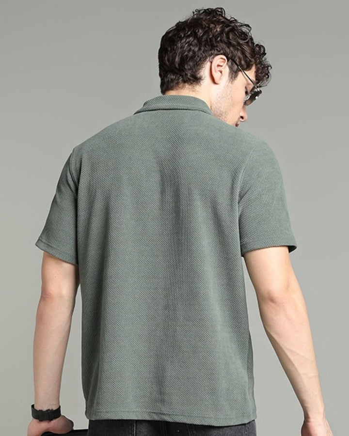 Sage Green Pop Textured - Polo Tshirt