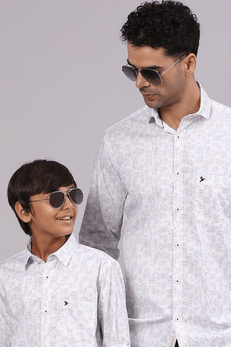 FATHER & SON - White Semi Hexagon Print