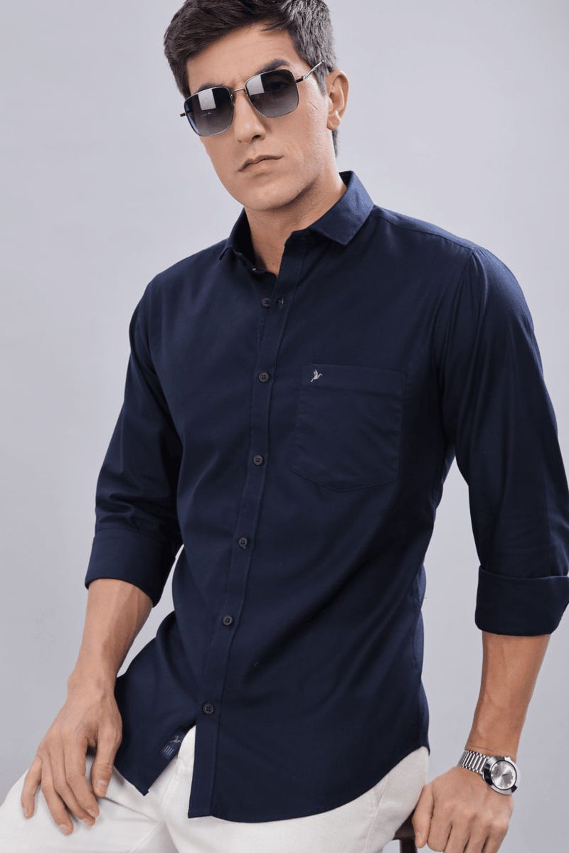 Navy Blue Solid-Full-Stain Proof