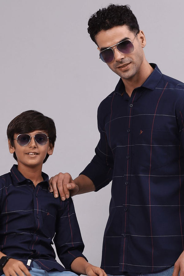 FATHER & SON - Navy Large Checks