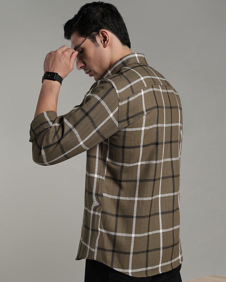Khaki Green Monochrome Checks -Full-Stain Proof