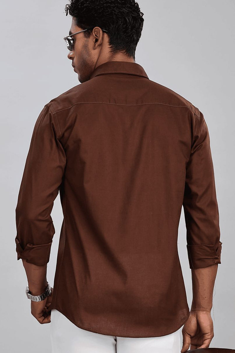 Caramel Brown Cotton Linen-Full-Stain Proof