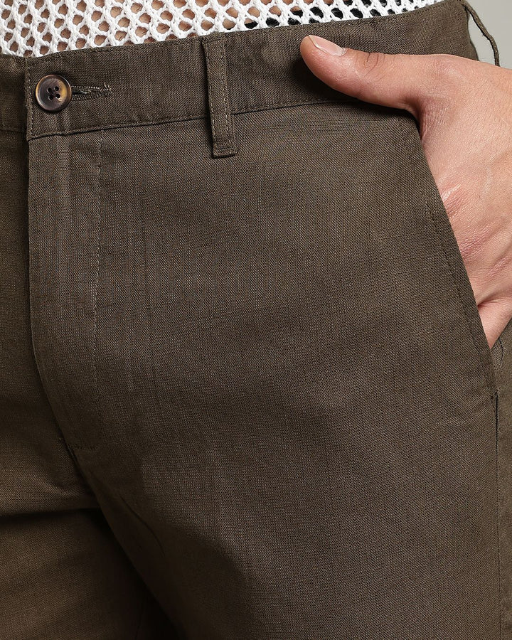 Dark Green - 2 way stretch - COTTON LINEN PANT