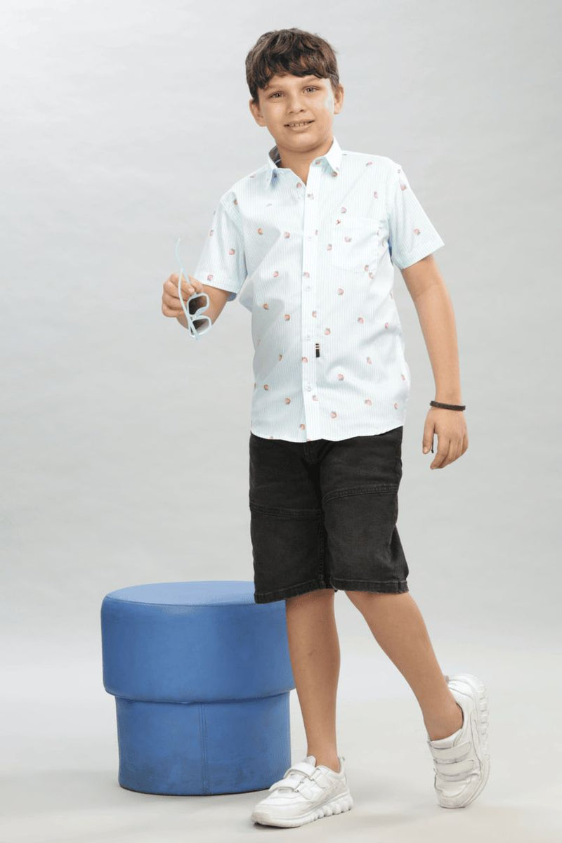 KIDS - Blue Berry Print - Half-Stain Proof Shirt