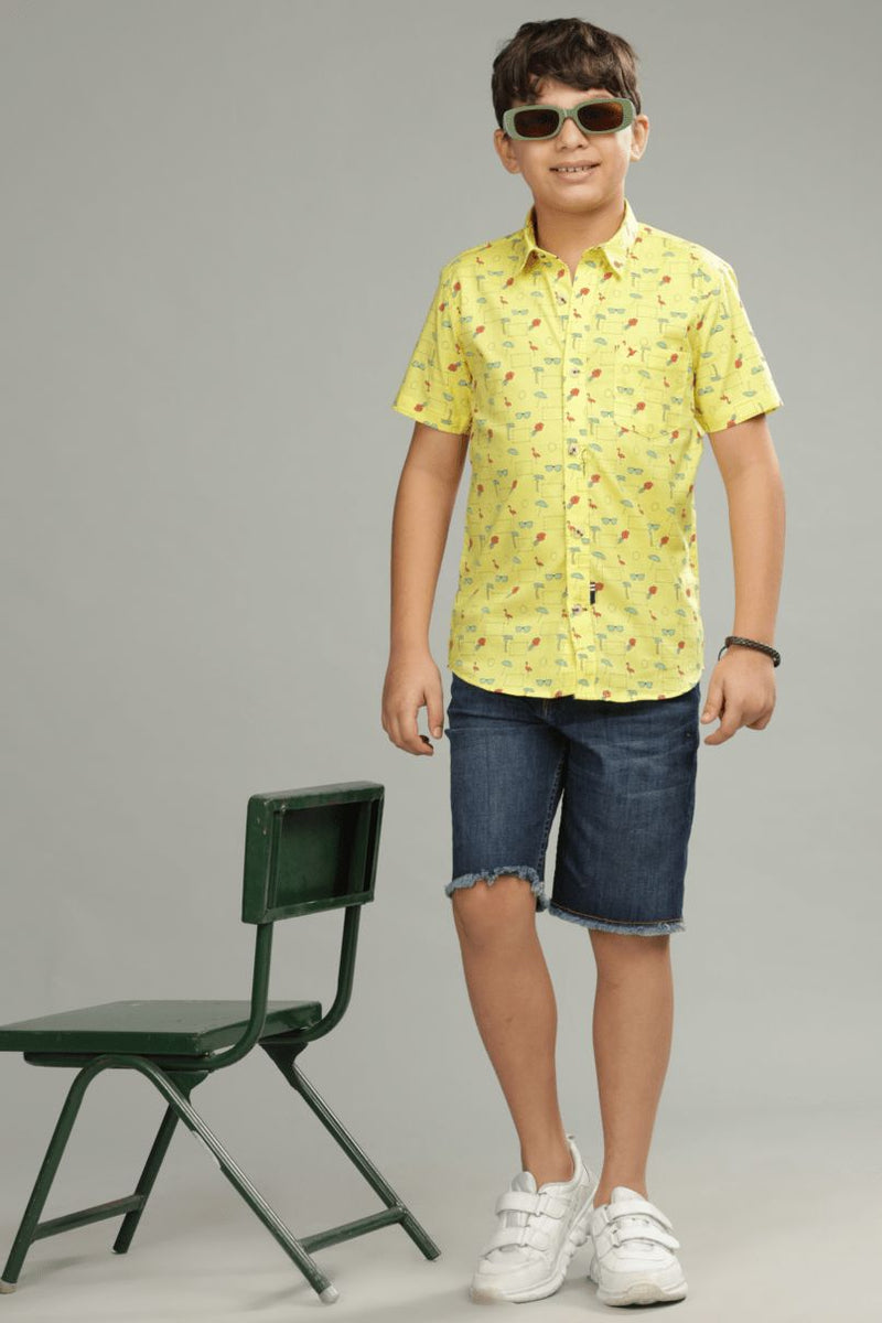 KIDS - Bright Yellow Desert Print - Half-Stain Proof Shirt