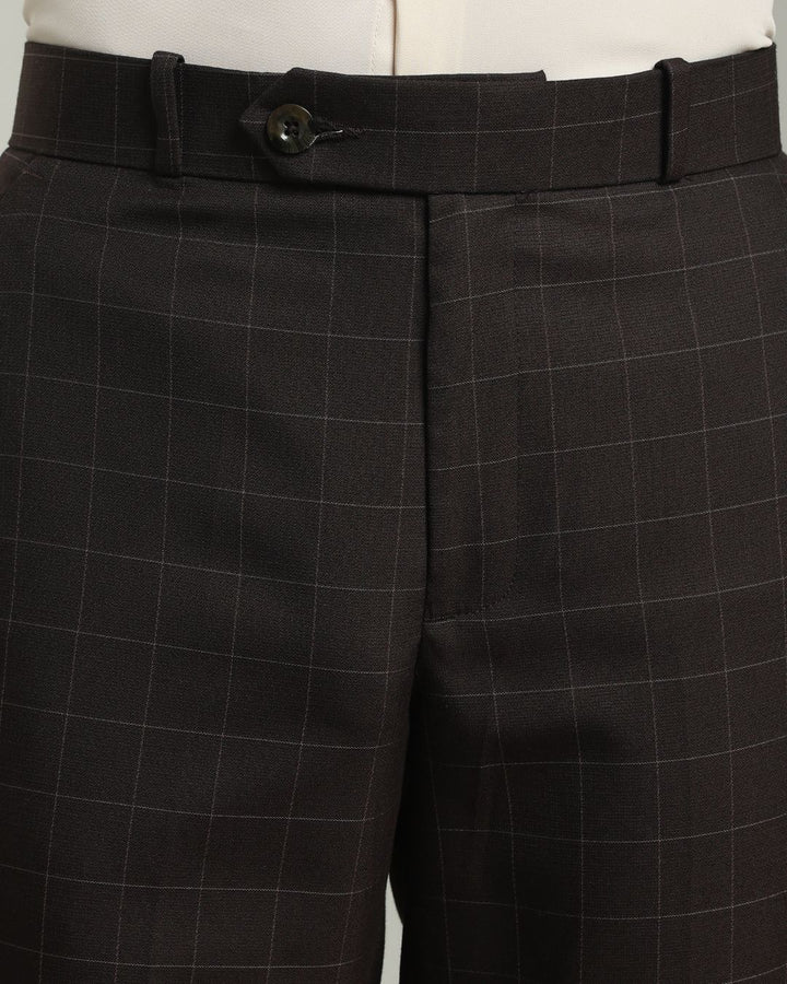 Choco Brown Box Checks - Wrinkle free Formal Pant