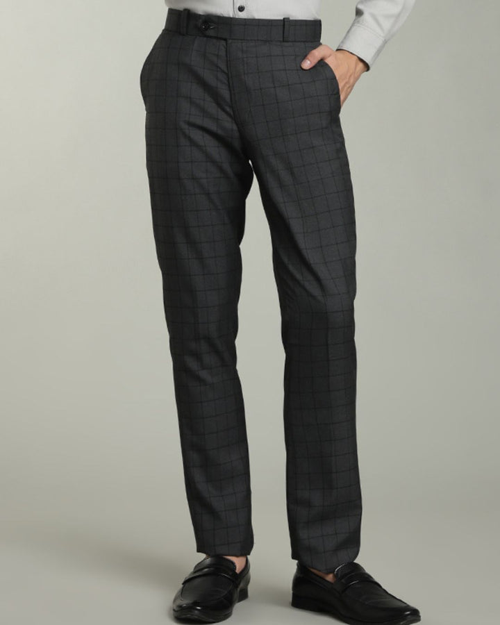 Charcoal Grey Box Checks - Wrinkle free Formal Pant