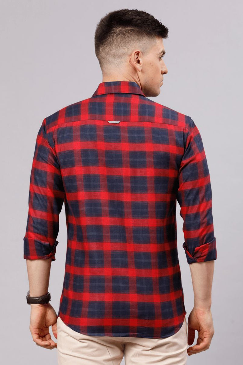 Bright Red & Navy Checks - Full-Stain Proof