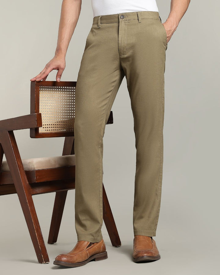Olive Green - 2 way stretch - COTTON LINEN PANT