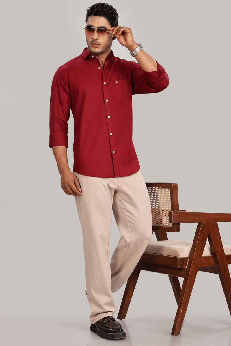 Cherry Red Cotton Linen-Full-Stain Proof